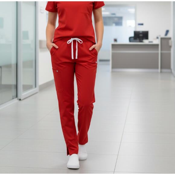 Figs Kade Technical Collection Red Scrub Pants Womens Size XXS Red Pockets - Picture 1 of 8